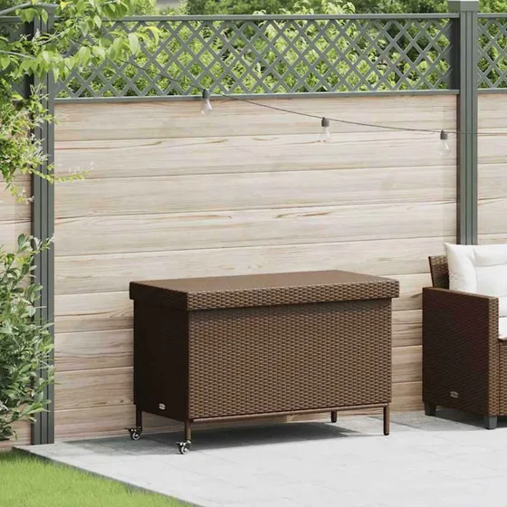 vidaXL Opbevaringsboks med Hjul 110x55x73 cm Brun Polyrattan