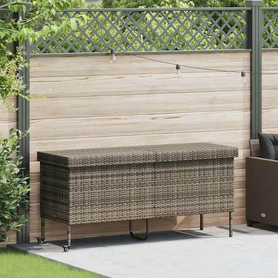vidaXL opbevaringsboks med hjul 160x55x75 cm grå polyrattan