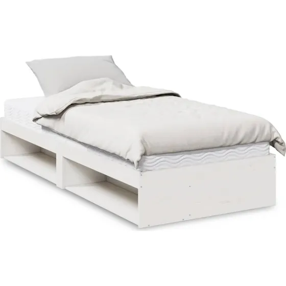 vidaXL Daybed med madras 90x200 cm, massivt fyrretræ, hvid