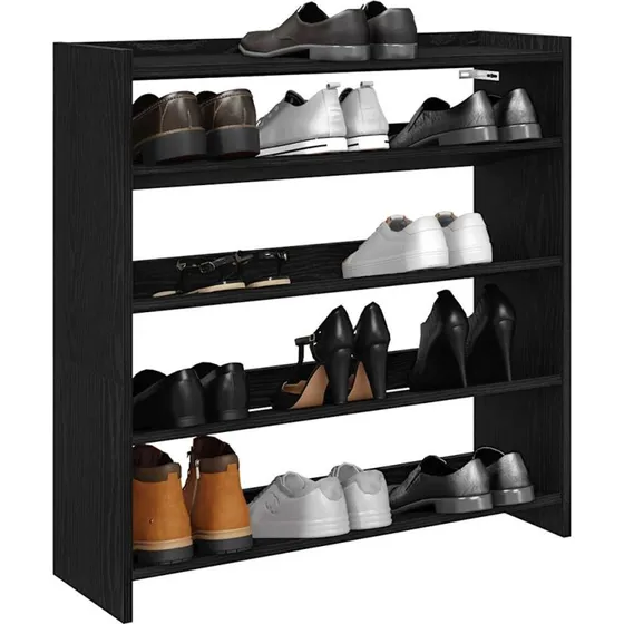 vidaXL Skostativ 80x25x81 cm Konstrueret Træ Sort