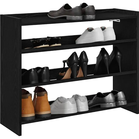 vidaXL Skostativ 80x25x62 cm Konstrueret Træ Sort