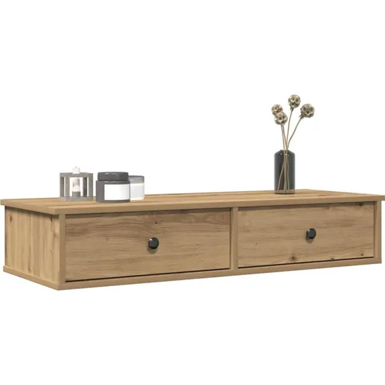 vidaXL Væghylde med Skuffer 100x37,5x19 cm Konstrueret Træ Egetræsfarve