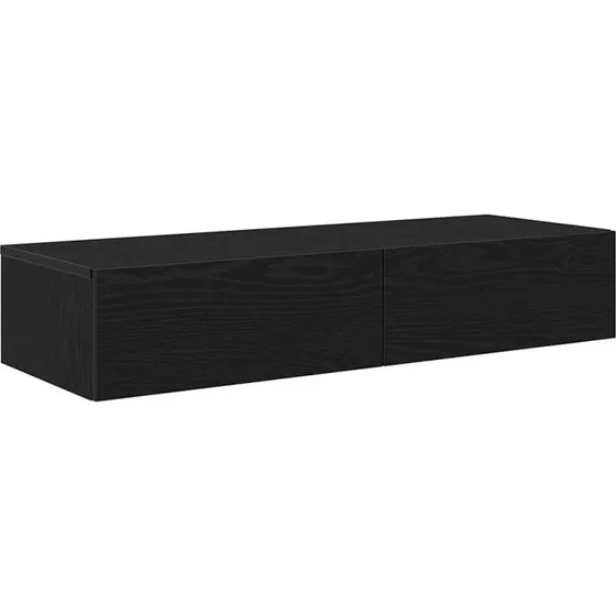 vidaXL Væghylde med Skuffer 100x36x19 cm Sort Konstrueret Træ