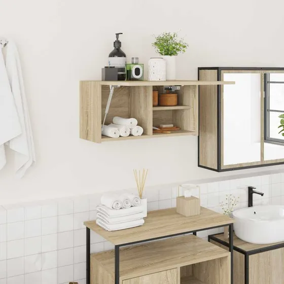 vidaXL Væghængt Badeværelsesskab 60x25x30 cm Sonoma-eg