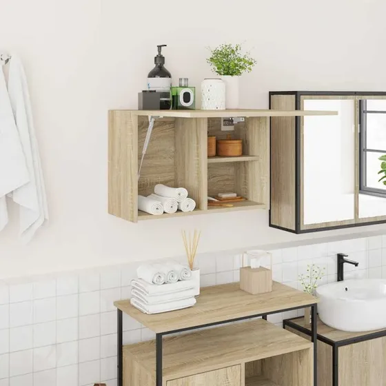 vidaXL Væghængt Badeværelsesskab 60x25x40 cm Sonoma-eg