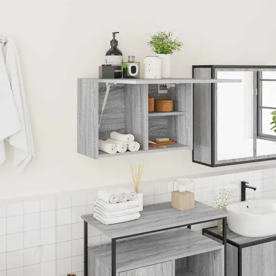 vidaXL Væghængt Badeværelsesskab 60x25x40 cm Grå Sonoma-Eg Konstrueret Træ