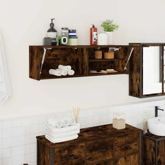 vidaXL Væghængt Badeværelsesskab 100x25x30 cm, Røget Eg