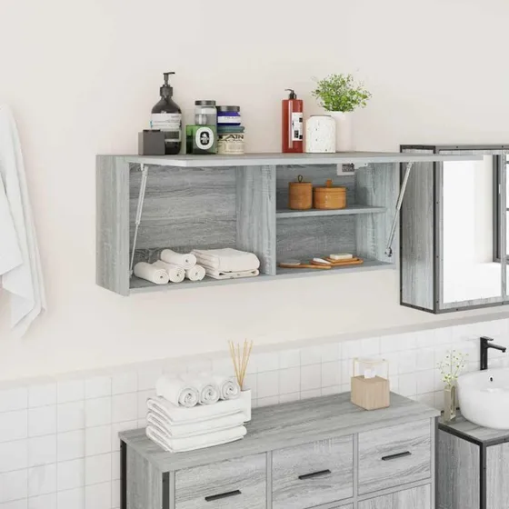 vidaXL Væghængt Badeværelsesskab 100x25x40 cm Grå Sonoma-Eg