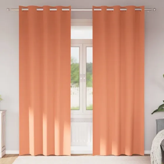 vidaXL Mørklægningsgardiner 260 x 140 cm Terrakotta med Ringe