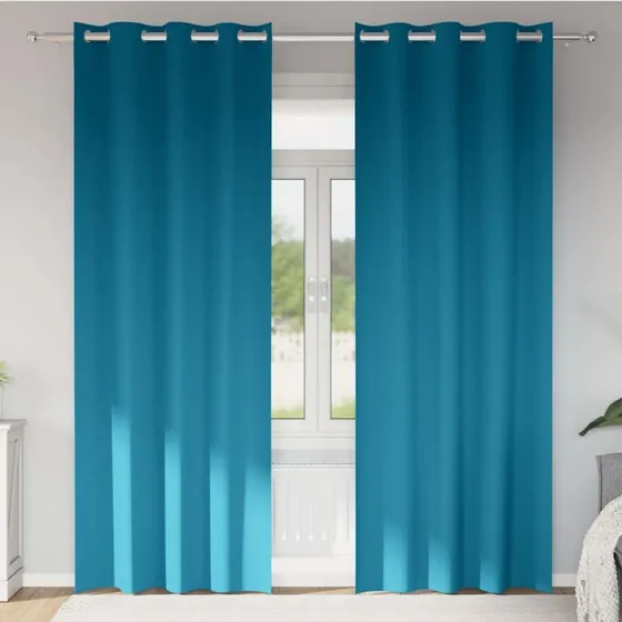 vidaXL Mørklægningsgardiner 260 x 140 cm Turkis med Ringe