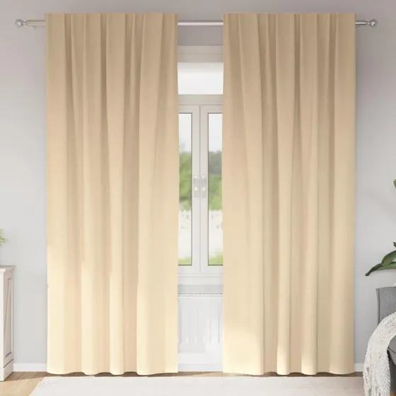 vidaXL Mørklægningsgardiner Creme 225 x 140 cm, 2 stk