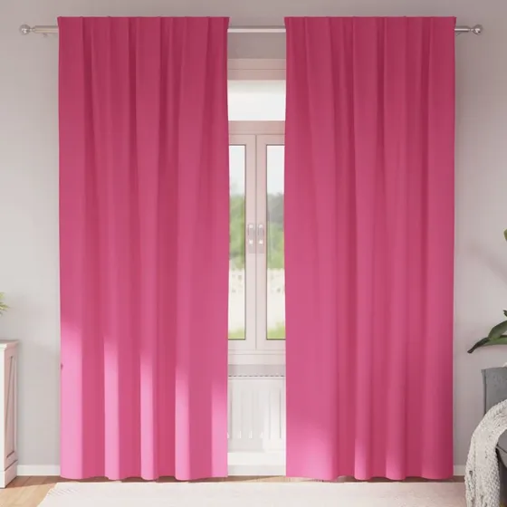vidaXL Mørklægningsgardiner 225 x 140 cm Lys Pink med ringe