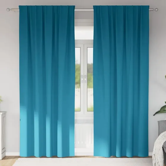 vidaXL Mørklægningsgardiner Turkis 225 x 140 cm, 2 stk