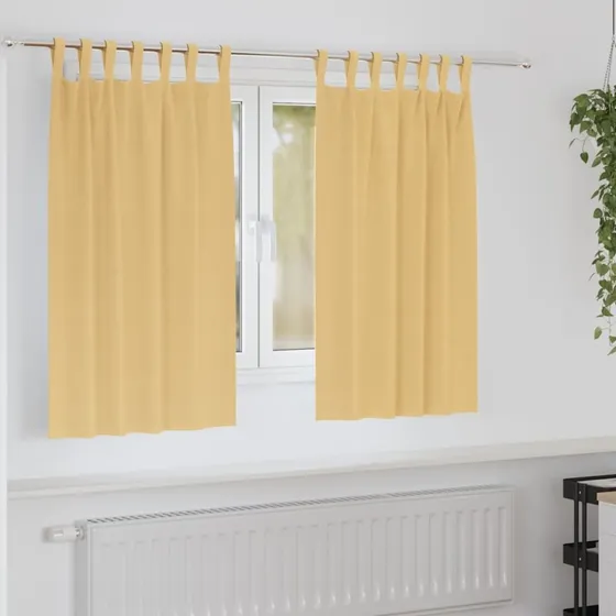 vidaXL Mørklægningsgardiner med Ringe 2 stk, Beige, 140 x 140 cm