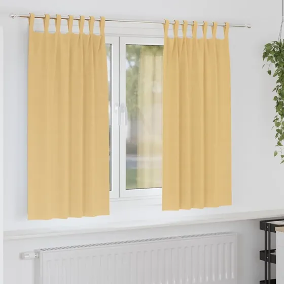 vidaXL Mørklægningsgardiner med Ringe 2 stk, Beige, 175 x 140 cm