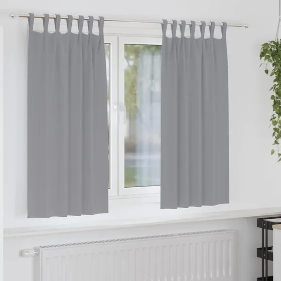 vidaXL Mørklægningsgardiner med Ringe 2 Stk Lysegrå 175 x 140 cm