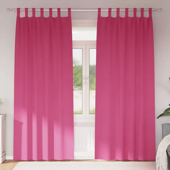 vidaXL Mørklægningsgardiner 245 x 140 cm Lyserød med Ringe