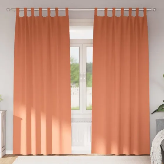 vidaXL Mørklægningsgardiner 225 x 140 cm Terrakotta med Ringe