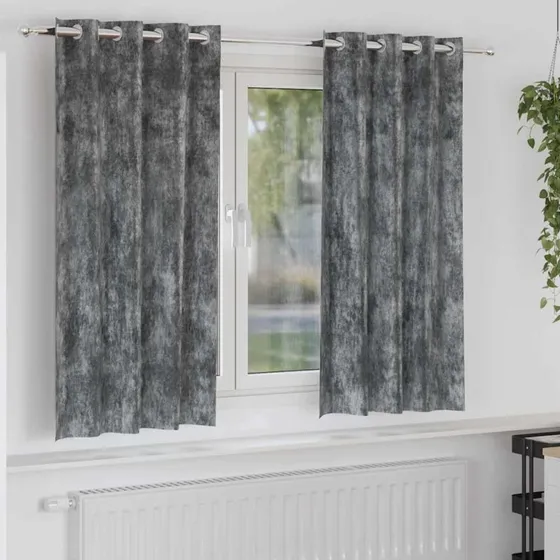 vidaXL Velour Gardiner 2 stk Grå 175 x 140 cm