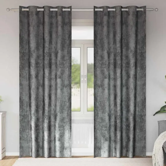 vidaXL Velour Gardiner 260 x 140 cm Grå 2 stk