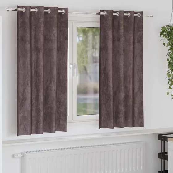vidaXL Velour Gardiner 2 stk Brun 175 x 140 cm