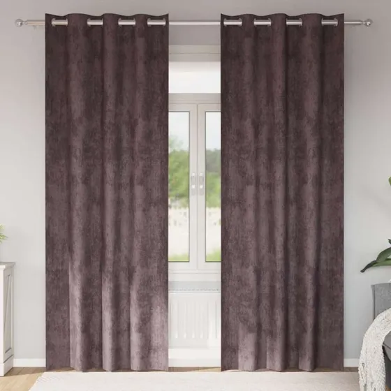 vidaXL Velour Gardiner 260 x 140 cm Brun 2 stk