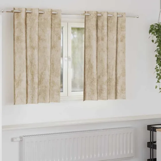 vidaXL Velour Gardiner 2 stk Creme 140 x 140 cm