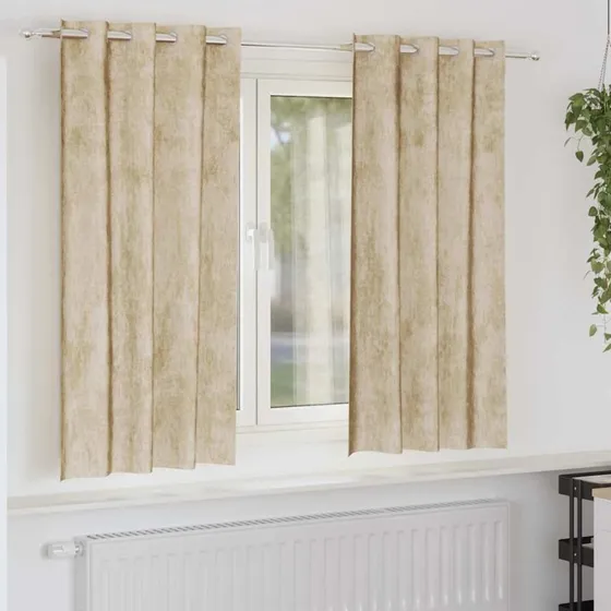 vidaXL Velour Gardiner 2 stk Creme 175 x 140 cm
