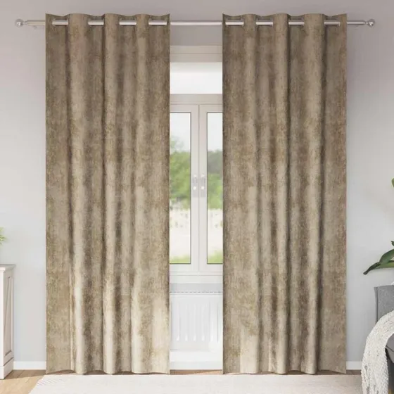 vidaXL Velour Gardiner 245 x 140 cm champagne, 2 stk