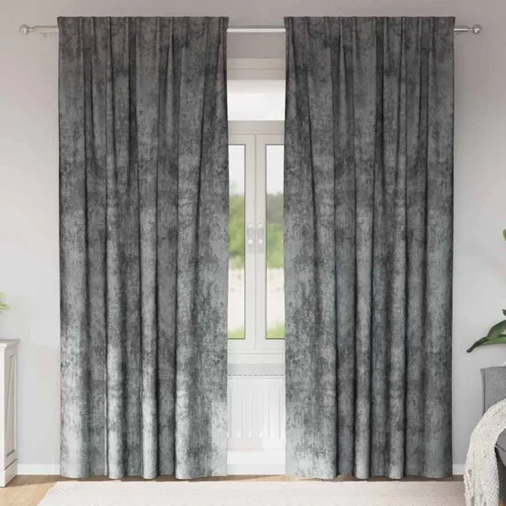 vidaXL Velour Gardiner 260 x 140 cm Grå 2 stk