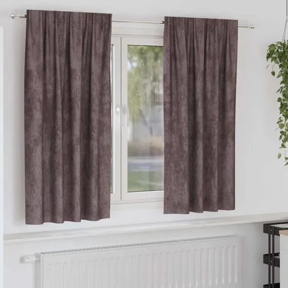 vidaXL Velour Gardiner 2 stk Brun 175 x 140 cm