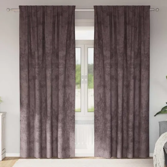 vidaXL Velour Gardiner 2 stk Brun 225 x 140 cm
