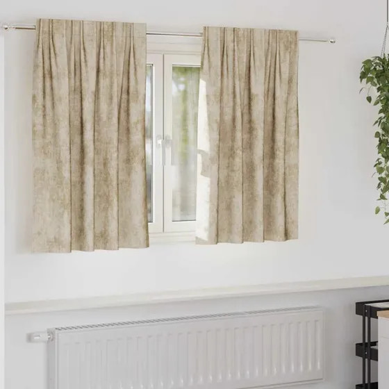 vidaXL Velour Gardiner 2 stk Creme 140 x 140 cm