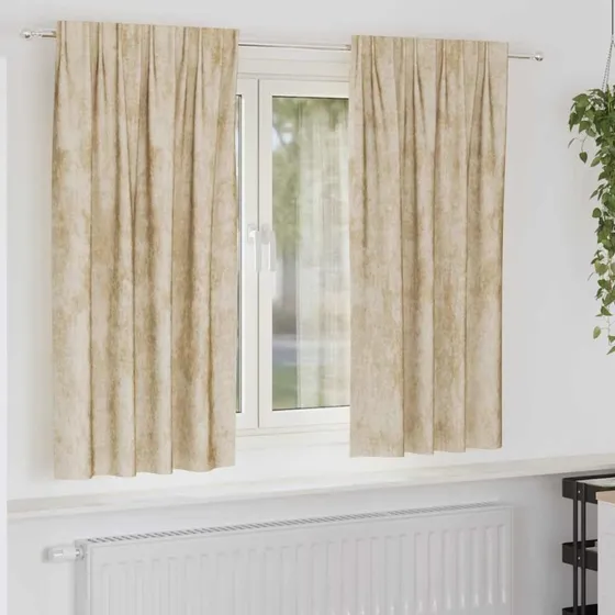 vidaXL Velour Gardiner 2 stk Creme 175 x 140 cm