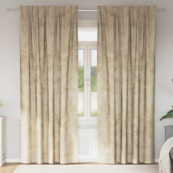 vidaXL Velour Gardiner 2 stk Creme 260 x 140 cm