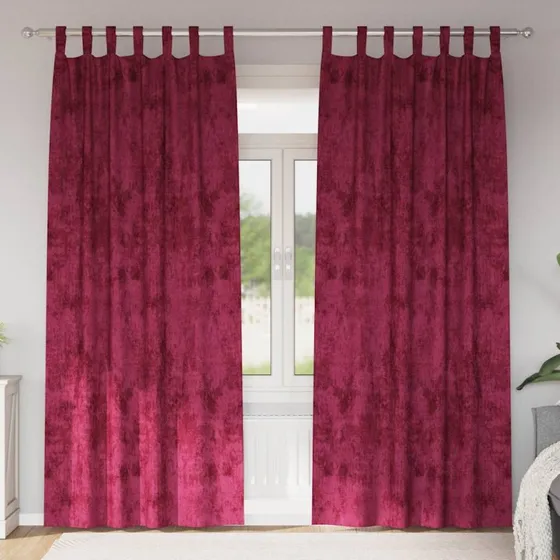 vidaXL Velour Gardiner 260 x 140 cm Vinrød 2 stk