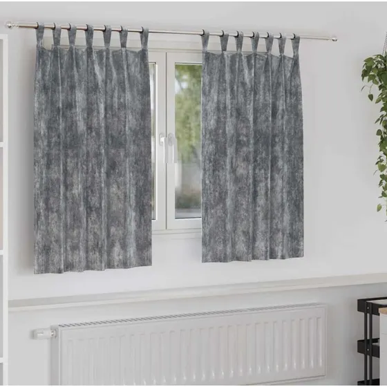 vidaXL Velour Gardiner 2 stk Grå 140 x 140 cm