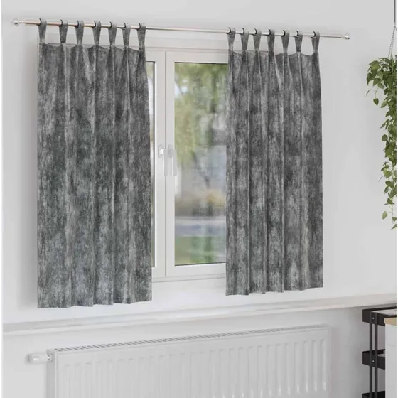 vidaXL Velour Gardiner 2 stk Grå 175 x 140 cm