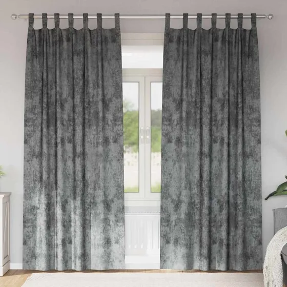 vidaXL Velour Gardiner 260 x 140 cm Grå, 2 stk