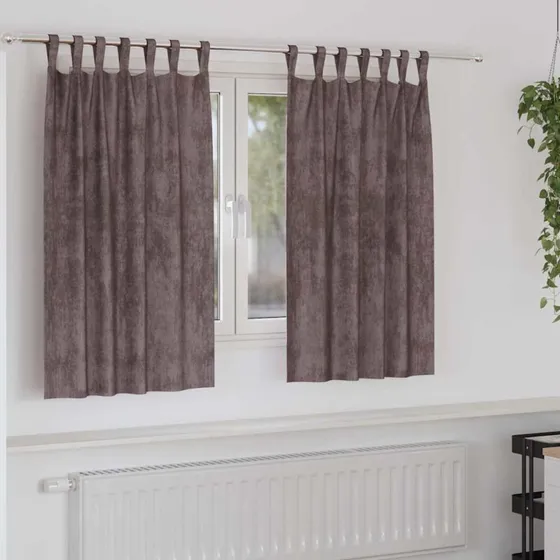 vidaXL Velour Gardiner 2 stk Brun 140 x 140 cm