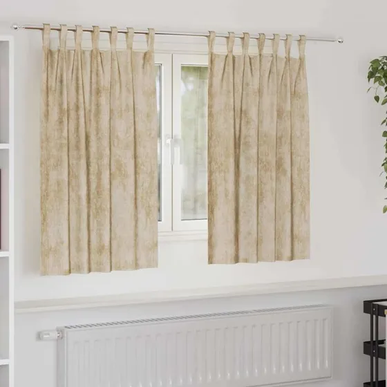 vidaXL Velour Gardiner 2 stk Creme 140 x 140 cm