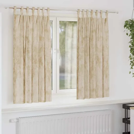 vidaXL Velour Gardiner 2 stk Creme 175 x 140 cm