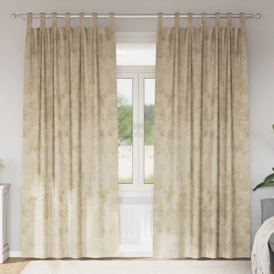 vidaXL Velour Gardiner 260 x 140 cm Creme, 2 stk