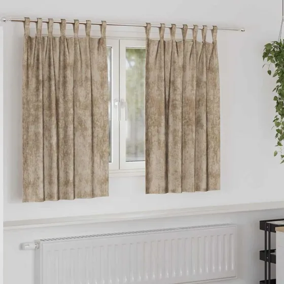 vidaXL Velour Gardiner 2 stk champagne 140 x 140 cm