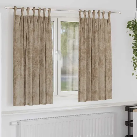 vidaXL Velour Gardiner 2 stk champagne 175 x 140 cm