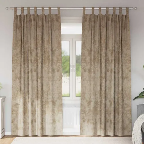 vidaXL Velour Gardiner 245 x 140 cm champagne, 2 stk