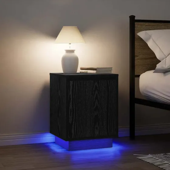 vidaXL Sengeskabe 2 stk. med LED-lys 38x34x50 cm sort