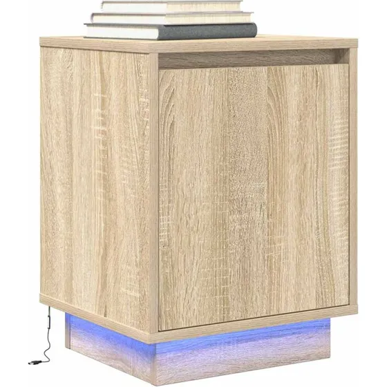 vidaXL Sengeskab med LED-lys, Sonoma Eg, 38x34x50 cm