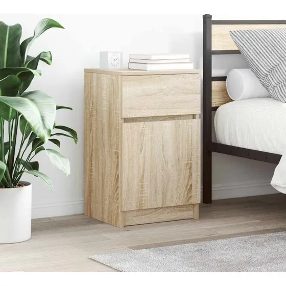 vidaXL Sengeborde 2 stk. 39x35x65 cm konstrueret træ Sonoma-eg