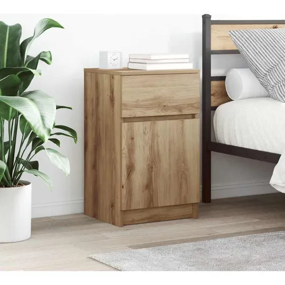 vidaXL Sengeborde 2 stk. 39x35x65 cm, konstrueret træ, sort